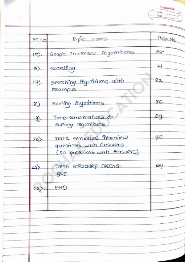 Data Structure and Algorithm Handwritten Notes by Sameer Dey Sir - Comprehensive DSA training in Python from Rochak Education.