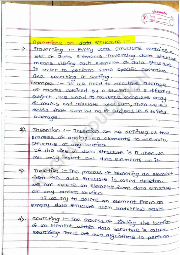 Data Structure and Algorithm Handwritten Notes by Sameer Dey Sir - Comprehensive DSA training in Python from Rochak Education.